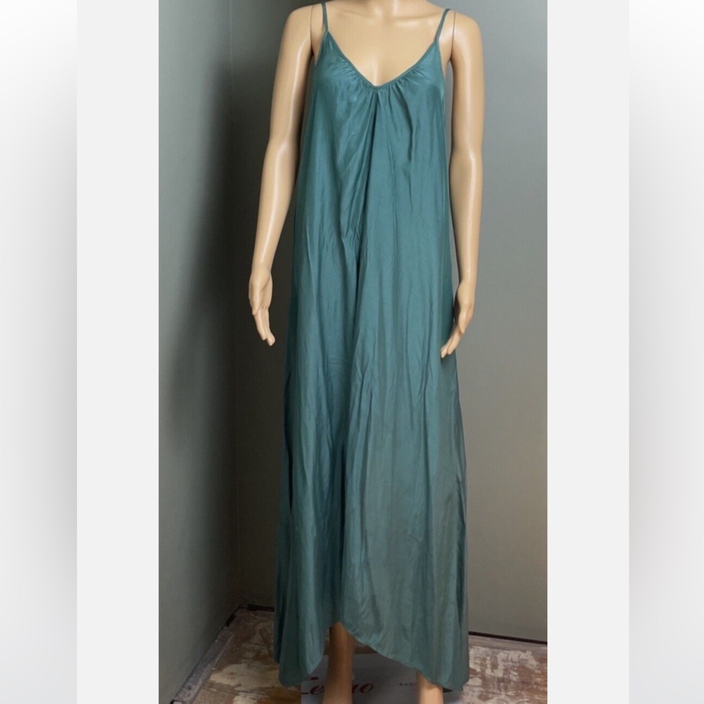 Pink Stitch Teal Blue Resort Maxi Dress Size 6 adjustable straps